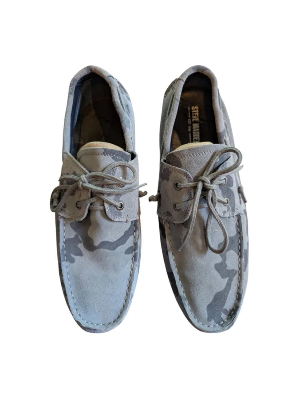 Steve Madden Gametyme Gray Camo Leather Boat Shoes Men's 13